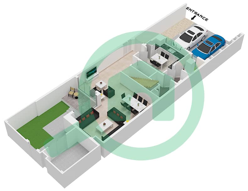 阿尔拉赫曼尼亚1区 - 3 卧室商业别墅类型／单位C / MID戶型图 Ground Floor interactive3D