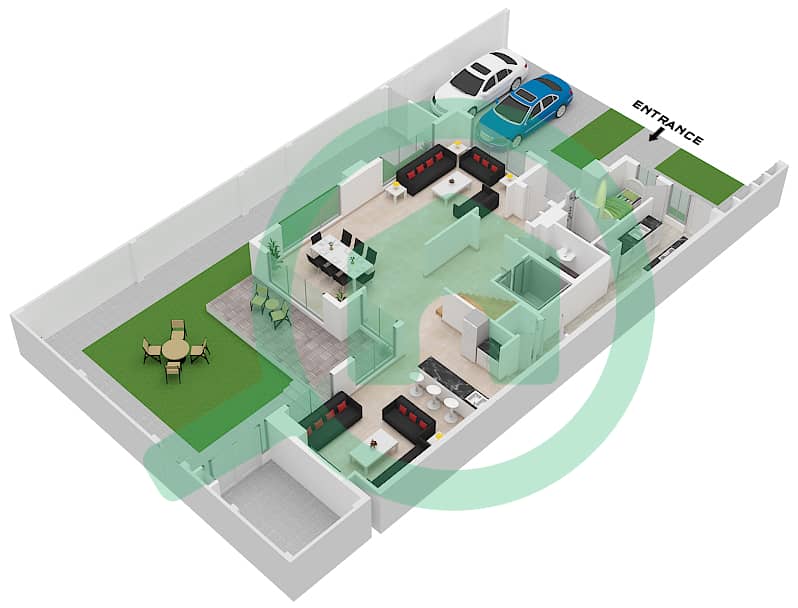 Shaghrafa 1 - 4 Bedroom Commercial Villa Type/unit B / END Floor plan Ground Floor interactive3D