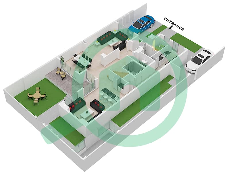 Shaghrafa 1 - 4 Bedroom Commercial Villa Type/unit B1 / END Floor plan Ground Floor interactive3D