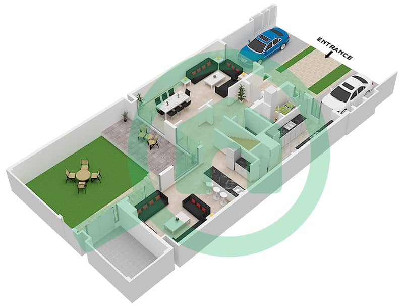 Shaghrafa 1 - 3 Bedroom Commercial Villa Type/unit CP / MID Floor plan Ground Floor interactive3D