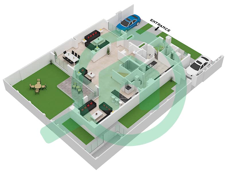 Shaghrafa 1 - 5 Bedroom Commercial Villa Type/unit D / END Floor plan Ground FLoor interactive3D