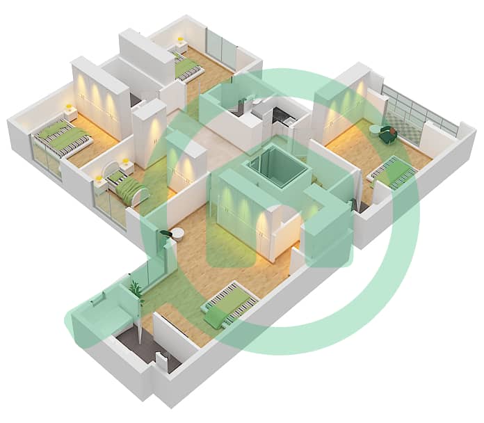 Shaghrafa 1 - 5 Bedroom Commercial Villa Type/unit D / END Floor plan First Floor interactive3D