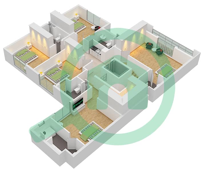 Shaghrafa 1 - 5 Bedroom Commercial Villa Type/unit D / END UNIT (FARM VIEW) Floor plan First Floor interactive3D