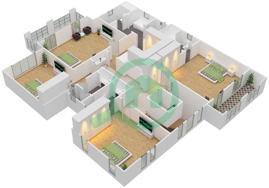 La Avenida 2 - 4 Bedroom Villa Type 1 Floor plan First Floor interactive3D