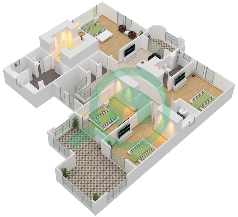 La Avenida 2 - 5 Bedroom Villa Type 2 Floor plan First Floor interactive3D
