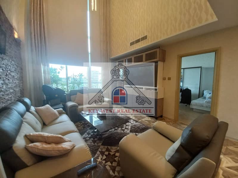 Fully Furnished | 3BHK Duplex with Office & Maids  Room | Amazing View || For Sale AED 1.75M |