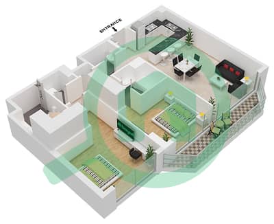 阿布扎比卢浮宫公寓 - 2 卧室公寓类型A戶型图