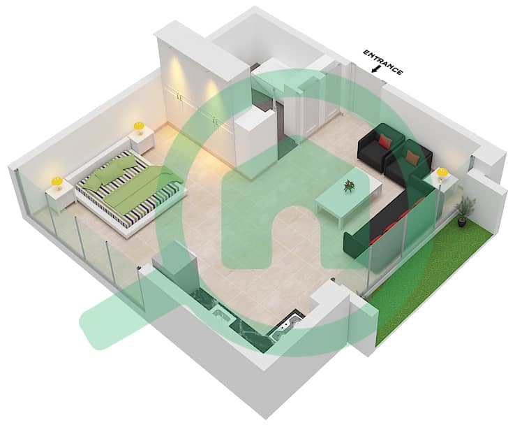 المخططات الطابقية لتصميم النموذج 1-SIMPLEX شقة استوديو - جايت واي interactive3D