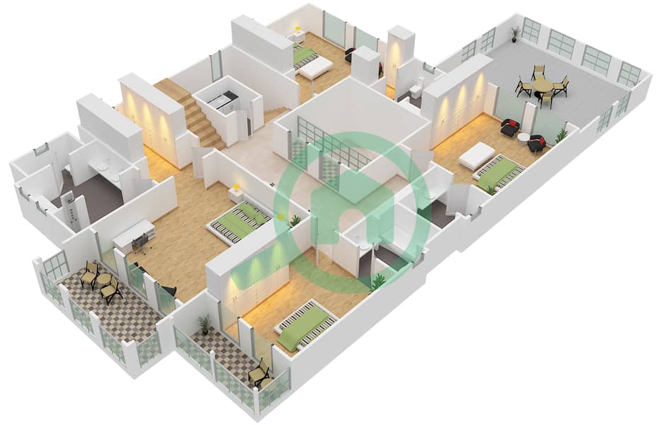 المخططات الطابقية لتصميم النموذج EXECUTIVE 1 فیلا 4 غرف نوم - حتان First Floor interactive3D