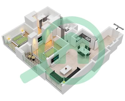 Downtown Views II Tower 3 - 2 Bedroom Apartment Unit 02 FLOOR 32-47 Floor plan