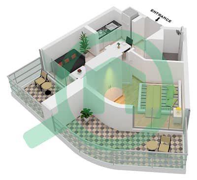 المخططات الطابقية لتصميم النموذج 01 شقة 1 غرفة نوم - زادا ريزيدنس