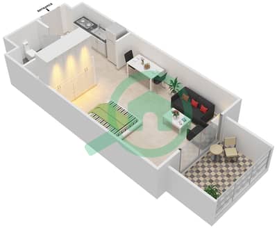 المخططات الطابقية لتصميم النموذج 3B شقة استوديو - شيرينا ريزيدينس