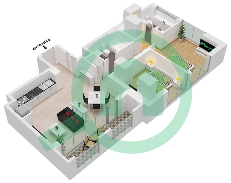Vida Residences Creek Beach - 2 Bedroom Apartment Unit 5 / FLOOR 3-25 Floor plan Floor 3-25 interactive3D