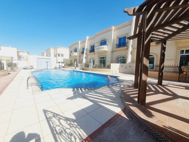 15 3bhk compound villa in manara with s. pool and p. garden  rent is 160k