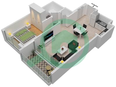 المخططات الطابقية لتصميم النموذج / الوحدة D/UNIT 03/FLOOR 04-24 شقة 1 غرفة نوم - مارينا شورز