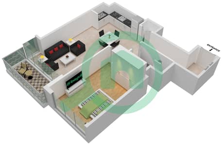 المخططات الطابقية لتصميم النموذج / الوحدة C/UNIT 04/FLOOR 04-24 شقة 1 غرفة نوم - مارينا شورز