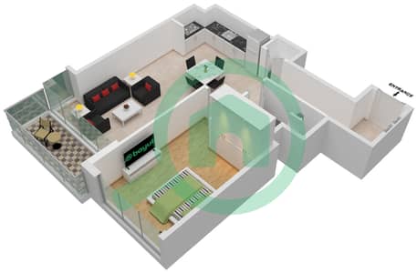 滨海之畔公寓 - 1 卧室公寓类型／单位C/UNIT 04/FLOOR 04-24戶型图