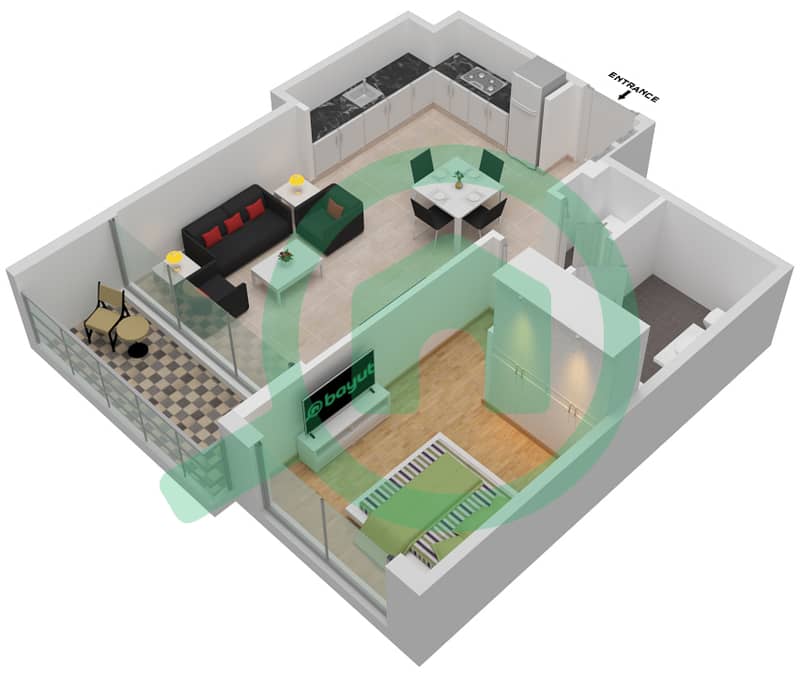 Marina Shores - 1 Bedroom Apartment Type/unit B/UNIT 05/FLOOR 04-24 Floor plan Floor 04-24 interactive3D
