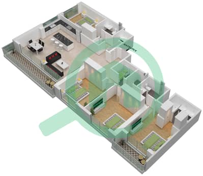 المخططات الطابقية لتصميم النموذج / الوحدة A/UNIT 01/FLOOR 41-50 شقة 4 غرف نوم - مارينا شورز