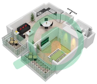 المخططات الطابقية لتصميم النموذج / الوحدة 1E / 18 شقة 1 غرفة نوم - مساكن تنفيذية 2