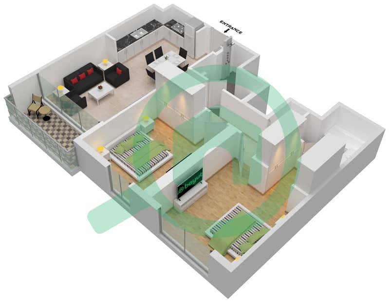 Marina Shores - 2 Bedroom Apartment Type/unit E/UNIT 04/FLOOR 41-50 Floor plan Floor 41-50 interactive3D