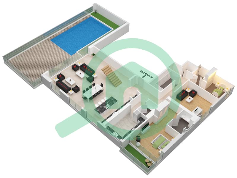 滨海之畔公寓 - 5 卧室顶楼公寓单位04 / FLOOR 51-52戶型图 Lower Floor (Floor 51-52) interactive3D