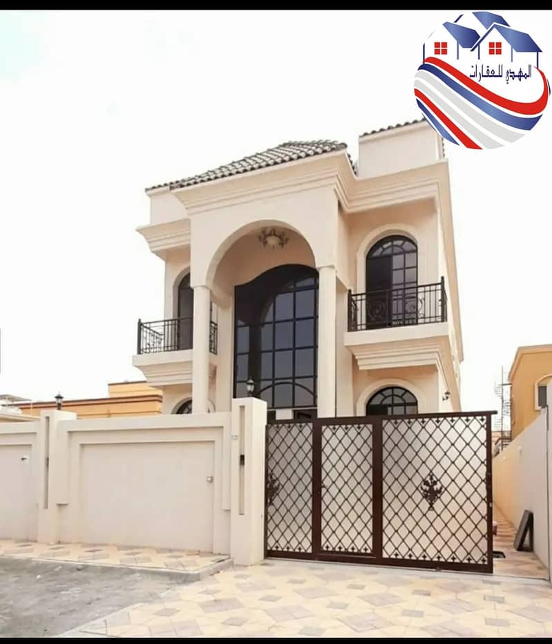 Villa for sale in Ajman, Al Mowaihat area, two floors, super deluxe finishing, with the possibility of bank financing