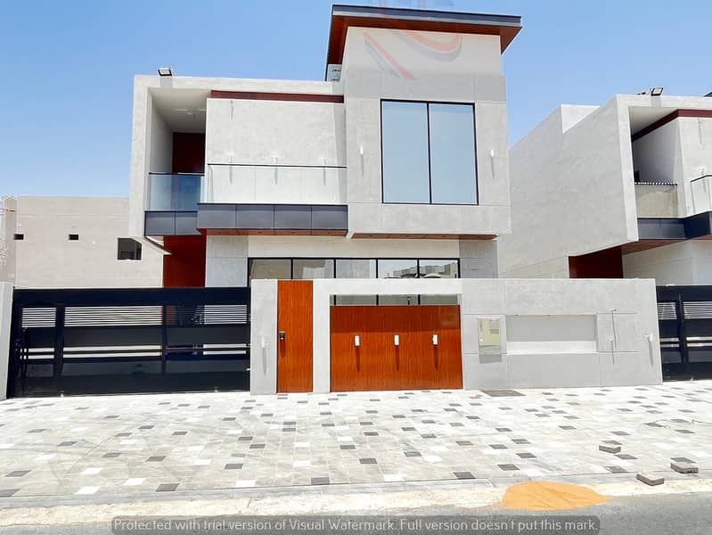 For owners of high taste, a luxury villa, elegant design, splendid finishes, on Sheikh Mohammed bin Zayed Street, one of the most luxurious villas in