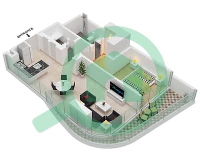 المخططات الطابقية لتصميم النموذج 01 / FLOOR 1-19 شقة 1 غرفة نوم - DG1 ليفينج