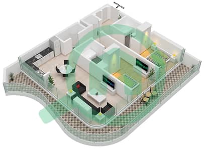 المخططات الطابقية لتصميم النموذج 02 / FLOOR 1-15 شقة 2 غرفة نوم - DG1 ليفينج