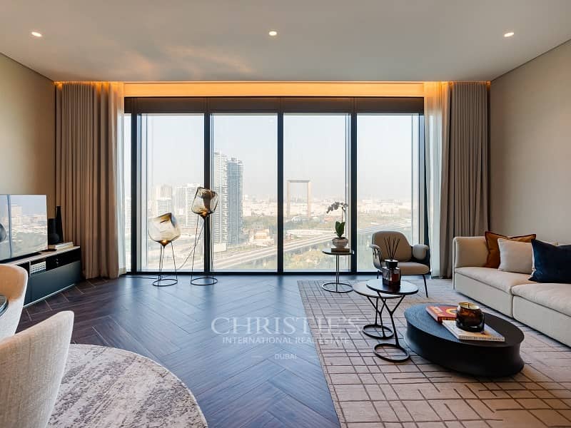 Bespoke One Zaabeel Living with Dubai Frame Views