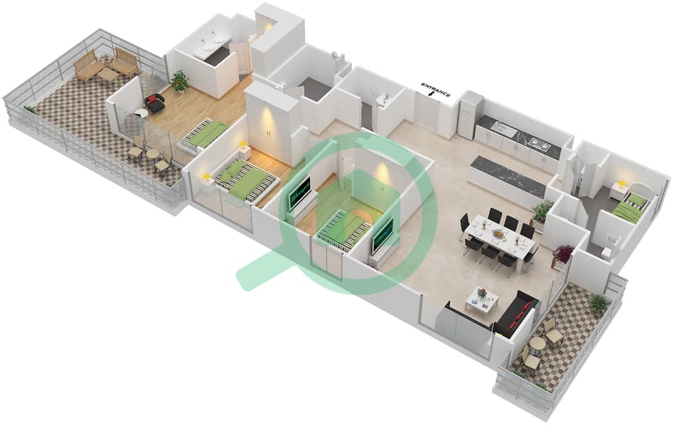 Park Point - 3 Bedroom Apartment Unit 3.10 BLOCK-B Floor plan Floor 7
Units-705 interactive3D