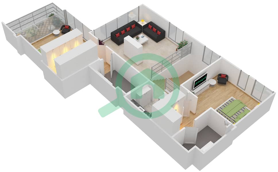 Park Point - 3 Bedroom Apartment Type DUPLEX BLOCK A Floor plan Upper Floor interactive3D