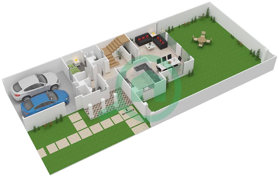 Casa Viva - 4 Bedroom Townhouse Type A+ (SEMI DETACHED) Floor plan Ground Floor interactive3D