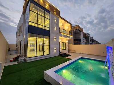 5 Bedroom Villa for Rent in Al Zahya, Ajman - Villa with swimming pool for rent in Ajman, Al Zahia area

 Spacious spaces, master rooms, and double glazed windows

 The villa has a super-luxe personal finish

 With a setback of 20 meters on a main street in Al Zahia

 The villa consists of 5 master b