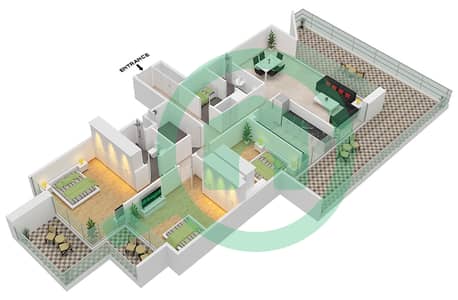 المخططات الطابقية لتصميم النموذج 2 / FLOOR 5,9 OPTION B شقة 3 غرف نوم - عزيزي ريفييرا 2