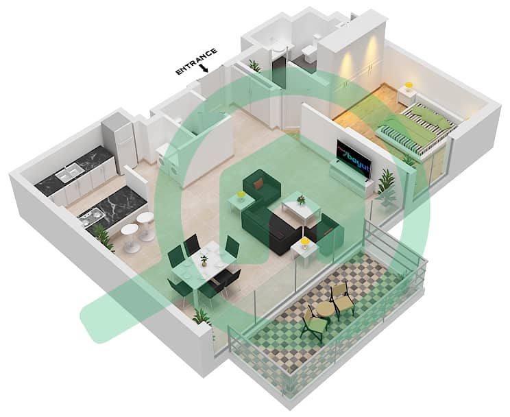 Apartment Building 5 - 1 Bedroom Apartment Type/unit 2-3 / UNIT 5 / FLOOR 3-6 Floor plan Floor 3-6 interactive3D