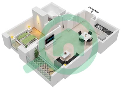 المخططات الطابقية لتصميم النموذج / الوحدة A / UNIT 3 FLOOR 3-18 شقة 1 غرفة نوم - كريك ايدج تاور 1