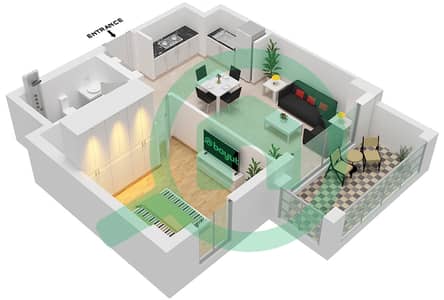المخططات الطابقية لتصميم الوحدة M03,5 FLOOR MEZZANINE,1-9 شقة 1 غرفة نوم - بايشور 2