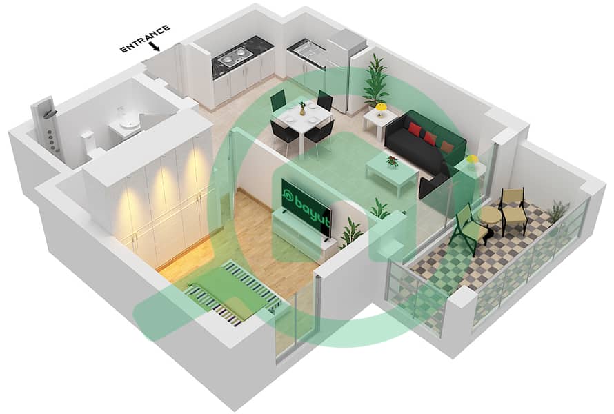 المخططات الطابقية لتصميم الوحدة M03,5 FLOOR MEZZANINE,1-9 شقة 1 غرفة نوم - بايشور 2 M03,105,205,305,405,505,605,705,805,905
Floor Mezzanine,1,2,3,4,5,6,7,8,9 interactive3D