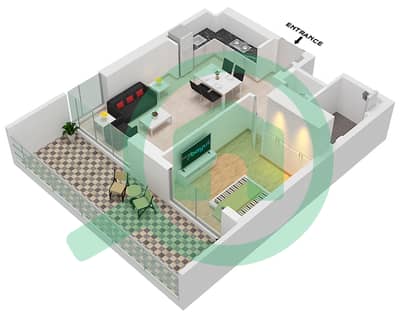 المخططات الطابقية لتصميم النموذج / الوحدة 5/UNIT AG02/FLOOR GROUND شقة 1 غرفة نوم - برج كلوب درايف A