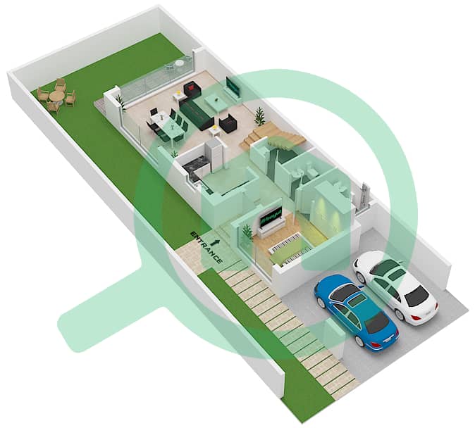 Marbella - 5 Bedroom Townhouse Type/unit LTH-5F / UNIT E Floor plan Ground Floor interactive3D