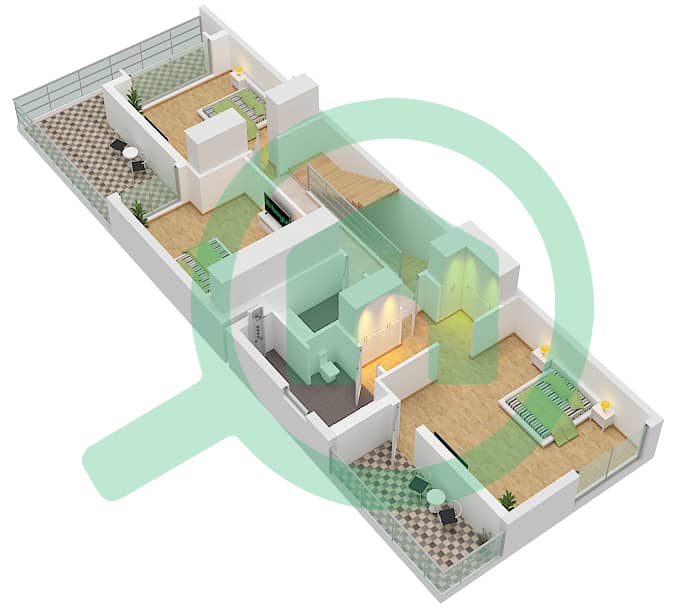 المخططات الطابقية لتصميم النموذج / الوحدة LTH-5F / UNIT E تاون هاوس 5 غرف نوم - ماربلا First Floor interactive3D