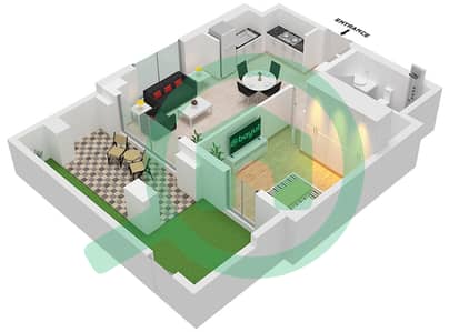 المخططات الطابقية لتصميم الوحدة 2 FLOOR 1 شقة 1 غرفة نوم - بايشور 2