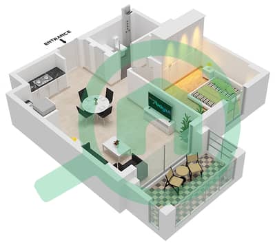 المخططات الطابقية لتصميم الوحدة 1 FLOOR 2-9 شقة 1 غرفة نوم - بايشور 2