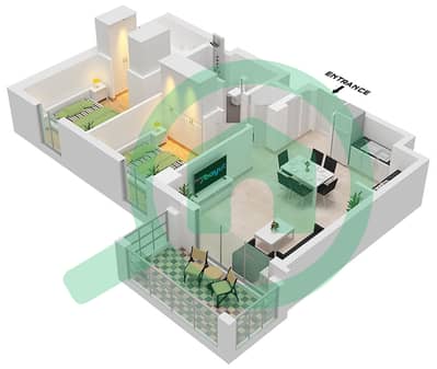 المخططات الطابقية لتصميم الوحدة 7 FLOOR 2-6 شقة 2 غرفة نوم - بايشور 2