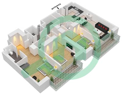 Act Two - 3 Bed Apartments Type/Unit 5/Unit 04/Floor 16 Floor plan