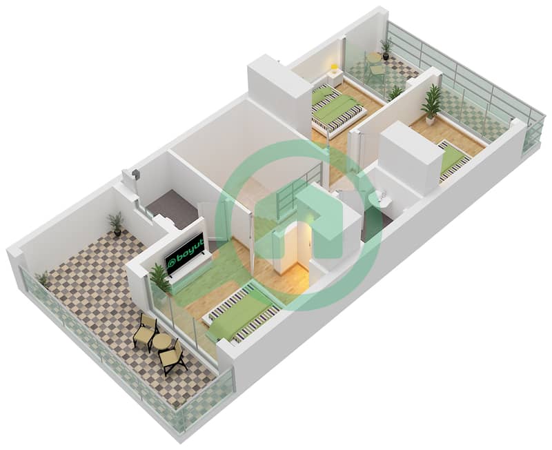 Verona - 3 Bedroom Townhouse Type/unit TH12 / 4M Floor plan First Floor interactive3D