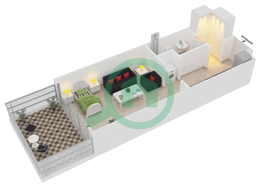 贝尔格莱维亚2号楼 - 单身公寓类型4戶型图 interactive3D