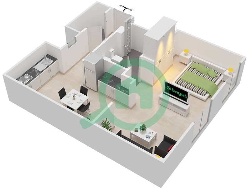 Eastern Mangrove Promenade 2 - Studio Apartment Type 1 Floor plan interactive3D